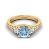 Aquamarine Yellow Gold Three Stone Engagement Ring Sorento