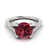 Exquisite natural garnet engagement ring in 18k white gold.