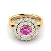 Pink Sapphire Yellow Gold Cluster Engagement Ring Aquila