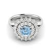 Diamond Accented Natural Aquamarine Cluster Engagement Ring