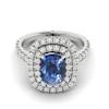 Blue White Gold Halo Sapphire Engagement Ring Corona