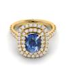 Blue Sapphire Yellow Gold Halo Engagement Ring Corona