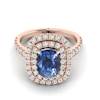Blue Sapphire Rose Gold Halo Engagement Ring Corona