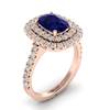Blue Sapphire Rose Gold Halo Engagement Ring Corona