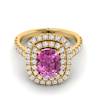 Pink Sapphire Yellow Gold Halo Engagement Ring Corona