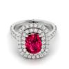 Cushion Cut Ruby with Diamond Accents on 18k White Gold