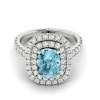 Aquamarine White Gold Halo Engagement Ring Corona