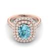 Aquamarine Rose Gold Halo Engagement Ring Corona