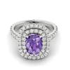 Cushion Cut Amethyst with CZ on 18k White Gold Band