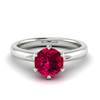 Red Ruby on 18k White Gold Band with 2 Diamond Accents