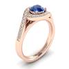 Blue Sapphire Rose Gold Halo Engagement Ring Marigold