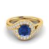 Blue Sapphire Yellow Gold Halo Engagement Ring Marigold