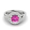 Pink Sapphire White Gold Halo Engagement Ring Marigold