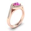 Pink Sapphire Rose Gold Halo Engagement Ring Marigold