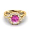 Pink Sapphire Yellow Gold Halo Engagement Ring Marigold