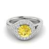 Yellow Sapphire White Gold Halo Engagement Ring Marigold