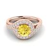 Yellow Sapphire Rose Gold Halo Engagement Ring Marigold