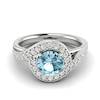 Aquamarine White Gold Halo Engagement Ring Marigold