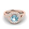 Aquamarine Rose Gold Halo Engagement Ring Marigold