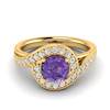 Amethyst Yellow Gold Halo Engagement Ring Marigold