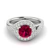 Created Diamond Halo Paves on this White Gold Ruby Ring