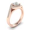 White Sapphire Rose Gold Halo Engagement Ring Marigold