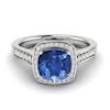 Blue Sapphire White Gold Cushion Cut Engagement Ring Arcadia