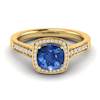 Blue Sapphire Yellow Gold Cushion Cut Engagement Ring Arcadia