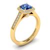 Blue Sapphire Yellow Gold Cushion Cut Engagement Ring Arcadia