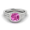 Pink Sapphire White Gold Cushion Cut Engagement Ring Arcadia