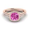 Pink Sapphire Rose Gold Cushion Cut Engagement Ring Arcadia