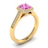 Pink Sapphire Yellow Gold Cushion Cut Engagement Ring Arcadia