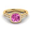 Pink Sapphire Yellow Gold Cushion Cut Engagement Ring Arcadia