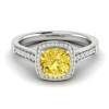 Yellow Sapphire White Gold Cushion Cut Engagement Ring Arcadia