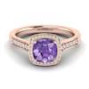 Amethyst Rose Gold Cushion Cut Engagement Ring Arcadia