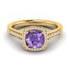 Amethyst Yellow Gold Cushion Cut Engagement Ring Arcadia