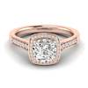 6.5x6.5mm Cushion Cut White Ceylon Sapphire on 18k Rose Gold Band