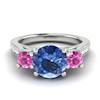 Blue Sapphire White Gold Colour Accented Engagement Ring Paradise