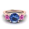 Blue Sapphire Rose Gold Colour Accented Engagement Ring Paradise