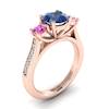 Blue Sapphire Rose Gold Colour Accented Engagement Ring Paradise