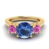 Blue Sapphire Yellow Gold Colour Accented Engagement Ring Paradise