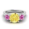 Yellow Sapphire White Gold Colour Accented Engagement Ring Paradise