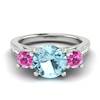 Aquamarine White Gold Colour Accented Engagement Ring Paradise