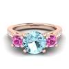 Aquamarine Rose Gold Colour Accented Engagement Ring Paradise