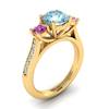 Aquamarine Yellow Gold Colour Accented Engagement Ring Paradise