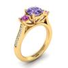 Amethyst Yellow Gold Colour Accented Engagement Ring Paradise