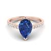 Pear Shaped Blue Ceylon Sapphire on 18k Rose Gold Band