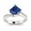 Blue Sapphire White Gold Cushion Cut Engagement Ring Luxy