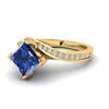 Blue Sapphire Yellow Gold Cushion Cut Engagement Ring Luxy