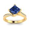 Blue Sapphire Yellow Gold Cushion Cut Engagement Ring Luxy